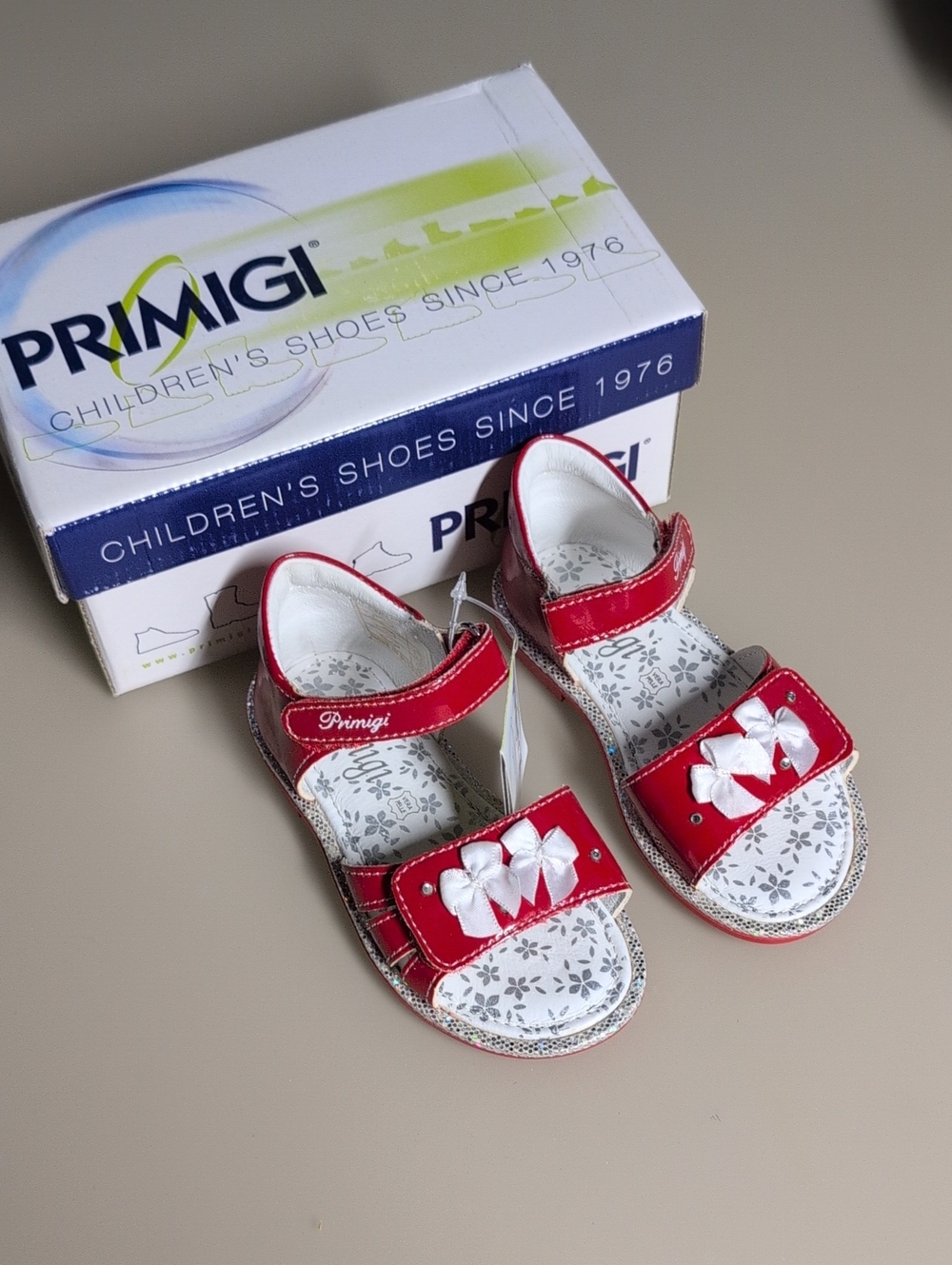 Primigi Red Girls' Bow Accent Sandals